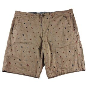 Jachs New York Bleecker Chino Shorts Men's Size 33 Dark Khaki Palm Trees Twill